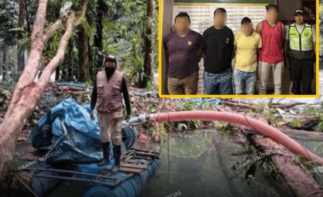 PNP DESTRUYE MAQUINARIA Y DETIENE A CUATRO PERSONAS POR MINERÍA ILEGAL EN MARIANO DAMASO BERAUN